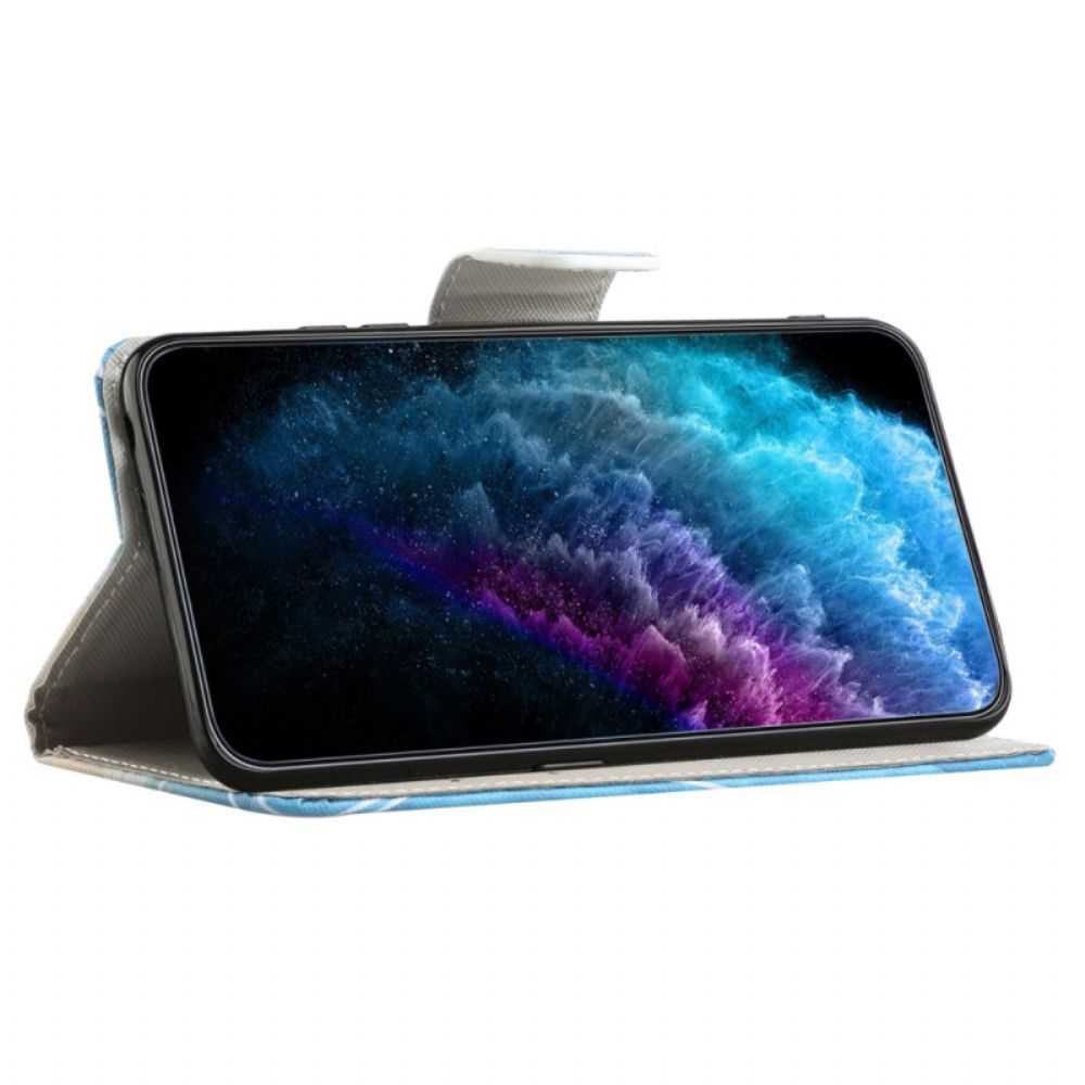 Flip Case Leren Samsung Galaxy A55 5g Gele En Blauwe Vlinder