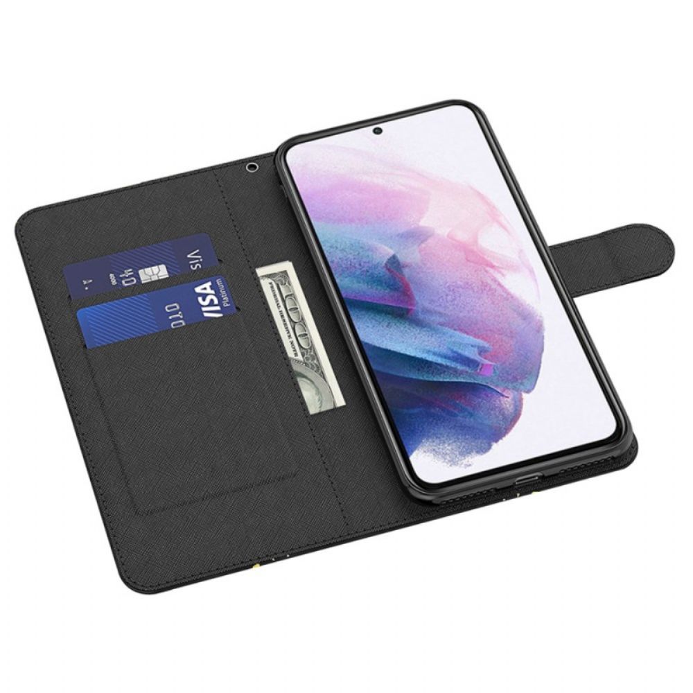 Flip Case Leren Samsung Galaxy A55 5g Kanten Bandje