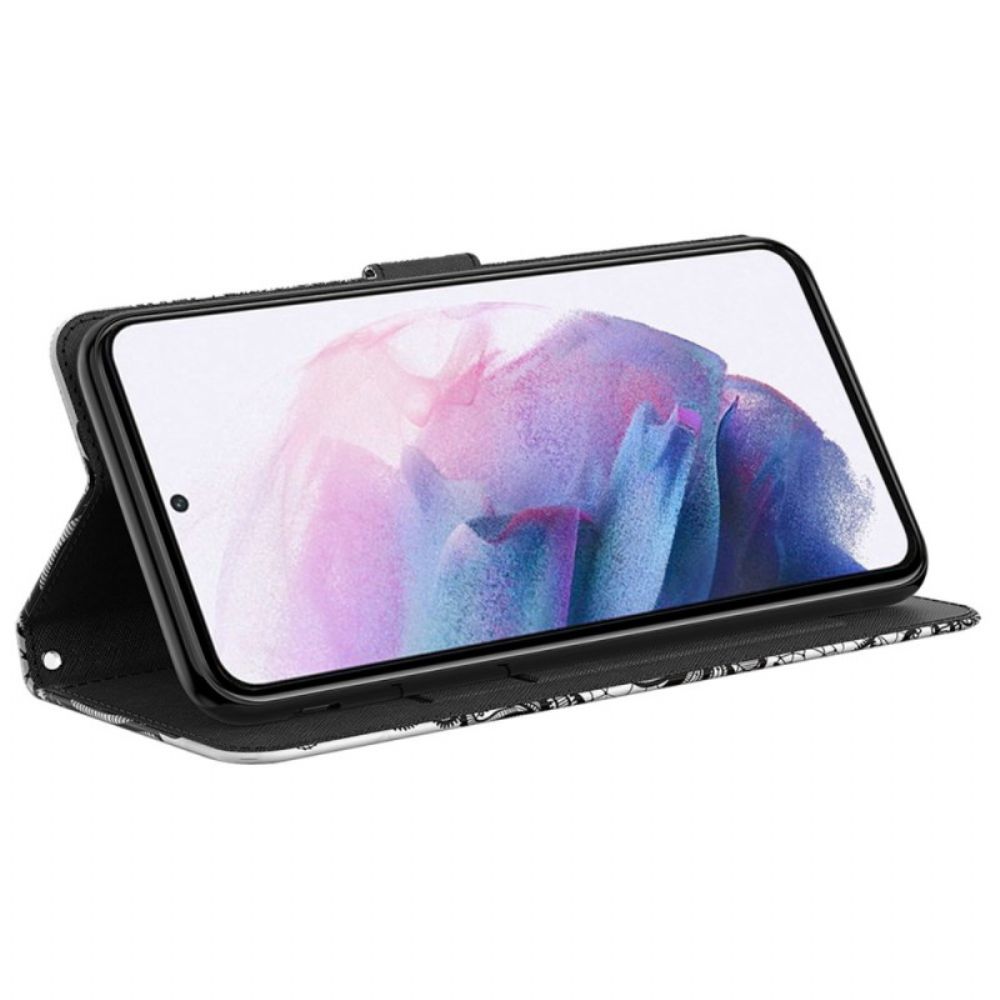 Flip Case Leren Samsung Galaxy A55 5g Kanten Bandje