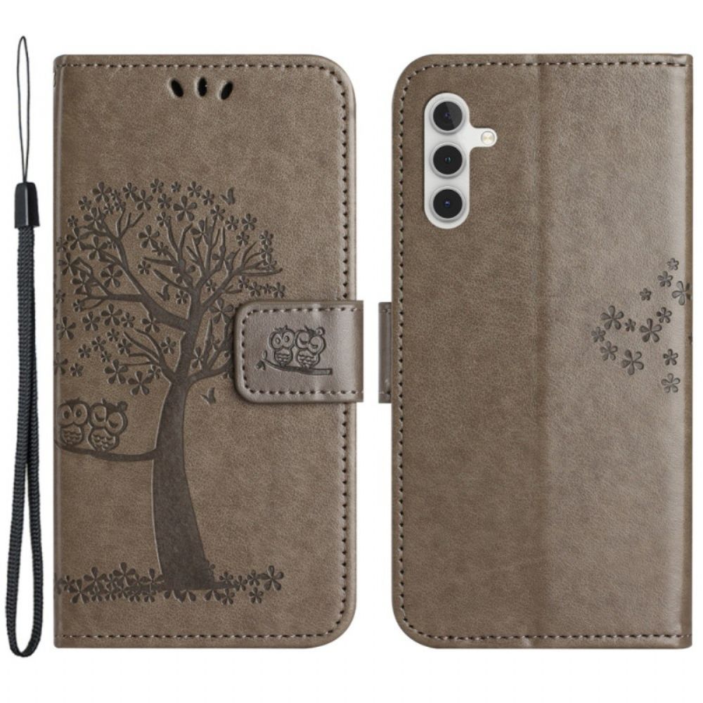 Flip Case Leren Samsung Galaxy A55 5g Uil En Koordboom