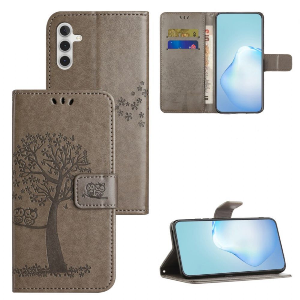 Flip Case Leren Samsung Galaxy A55 5g Uil En Koordboom