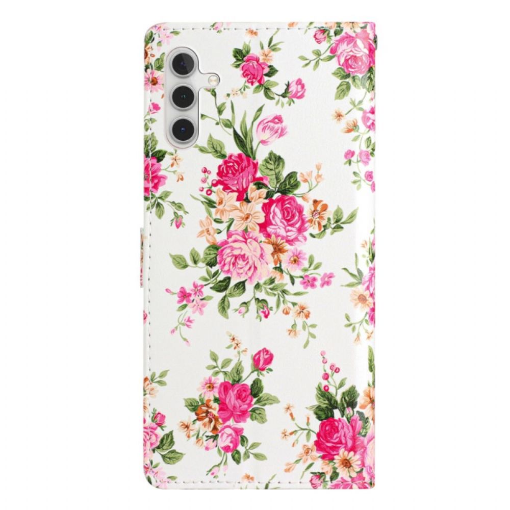 Flip Case Leren Samsung Galaxy A55 5g Vrijheidsbloemen In Lnaière