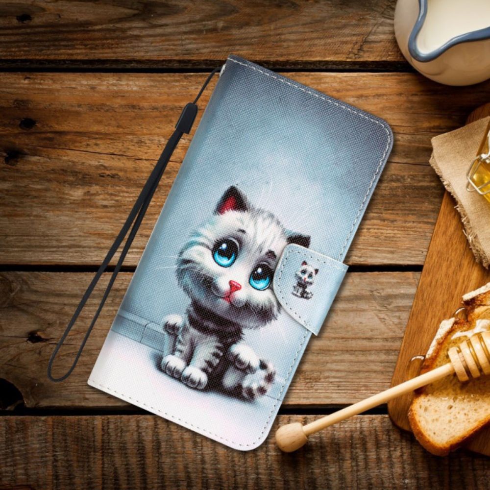 Folio-hoesje Samsung Galaxy A55 5g Blauwogige Kat Met Riem