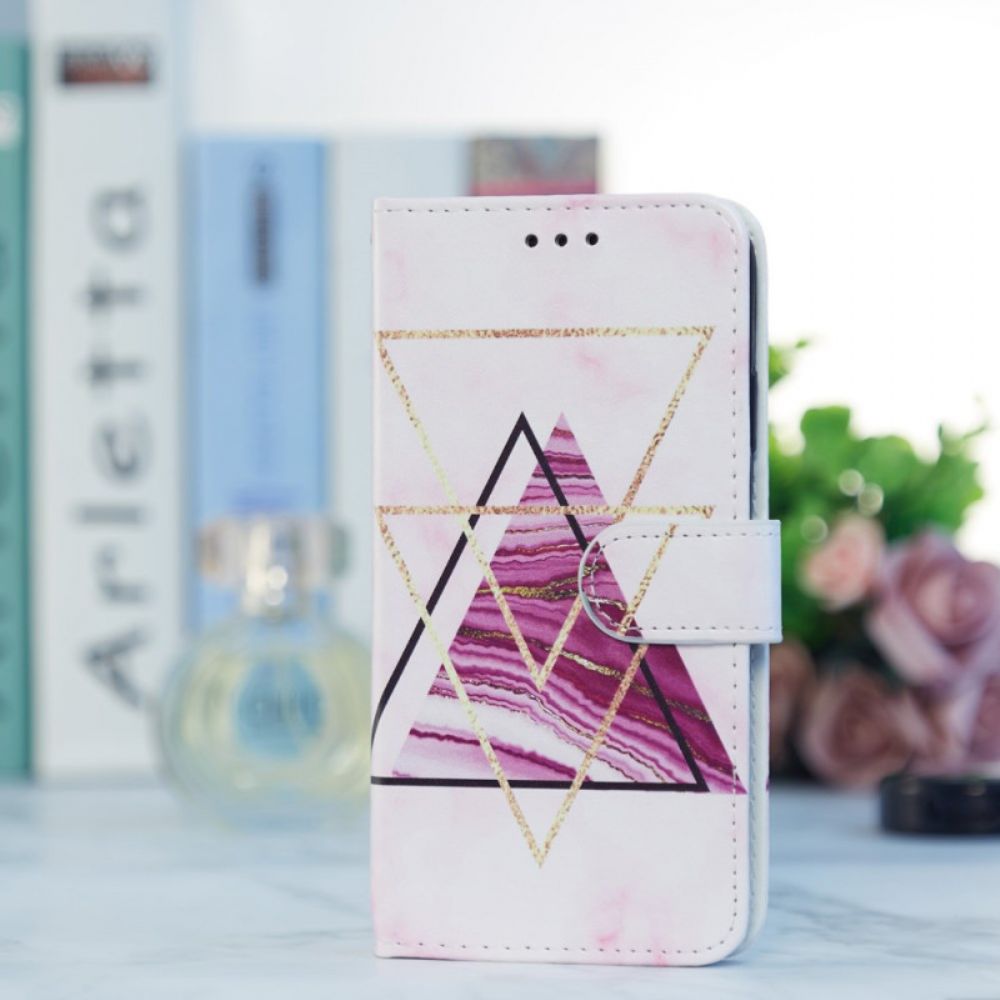 Folio-hoesje Samsung Galaxy A55 5g Driekleurig Marmer Met Riempje