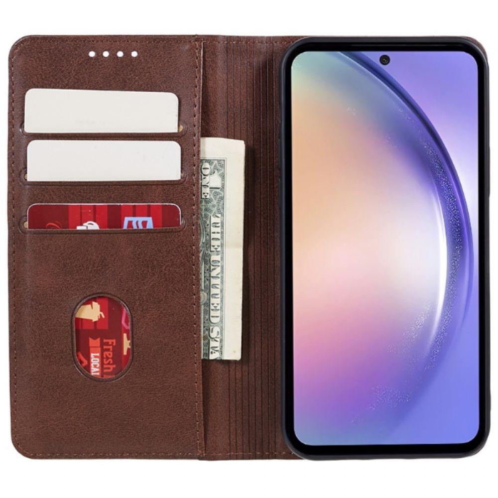 Folio-hoesje Samsung Galaxy A55 5g Getextureerd Leerstijl Bescherming Hoesje