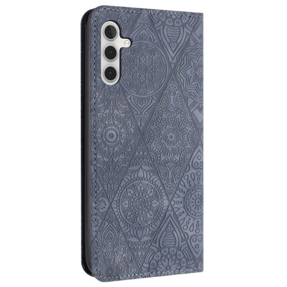 Folio-hoesje Samsung Galaxy A55 5g Telefoonhoesje Patchwork Met Bandje