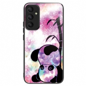 Hoesje Samsung Galaxy A55 5g Schattige Panda Van Gehard Glas Bescherming Hoesje