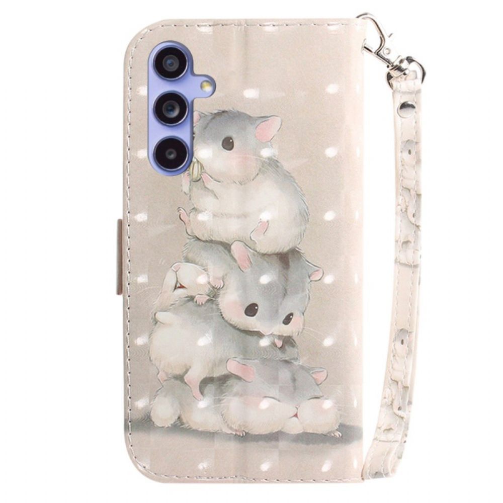 Leren Hoesje Samsung Galaxy A55 5g Hamsters Met Riem