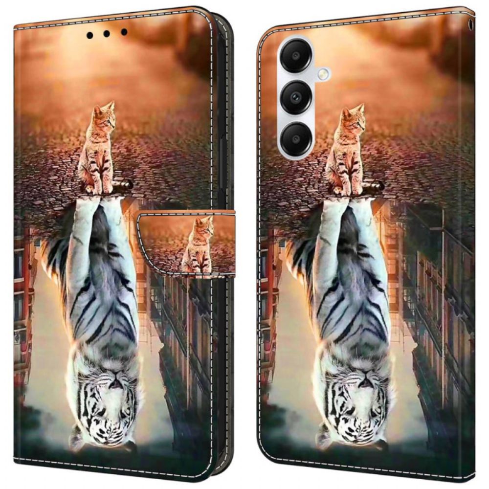 Leren Hoesje Samsung Galaxy A55 5g Kittendroom Bescherming Hoesje