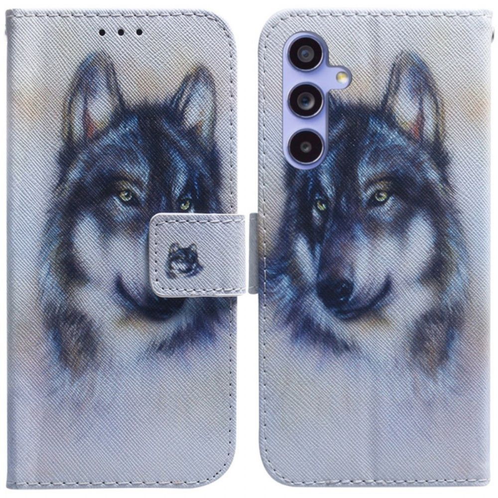 Leren Hoesje Voor Samsung Galaxy A55 5g Wolvenaquarel