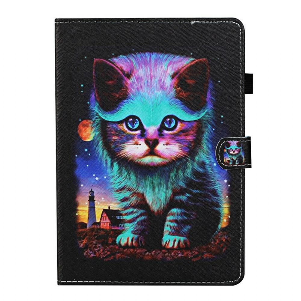 Leren Hoesje voor Samsung Galaxy Tab A 10.1 (2019) Elektrische Kat