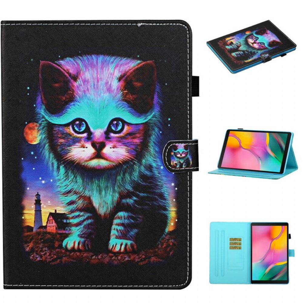 Leren Hoesje voor Samsung Galaxy Tab A 10.1 (2019) Elektrische Kat