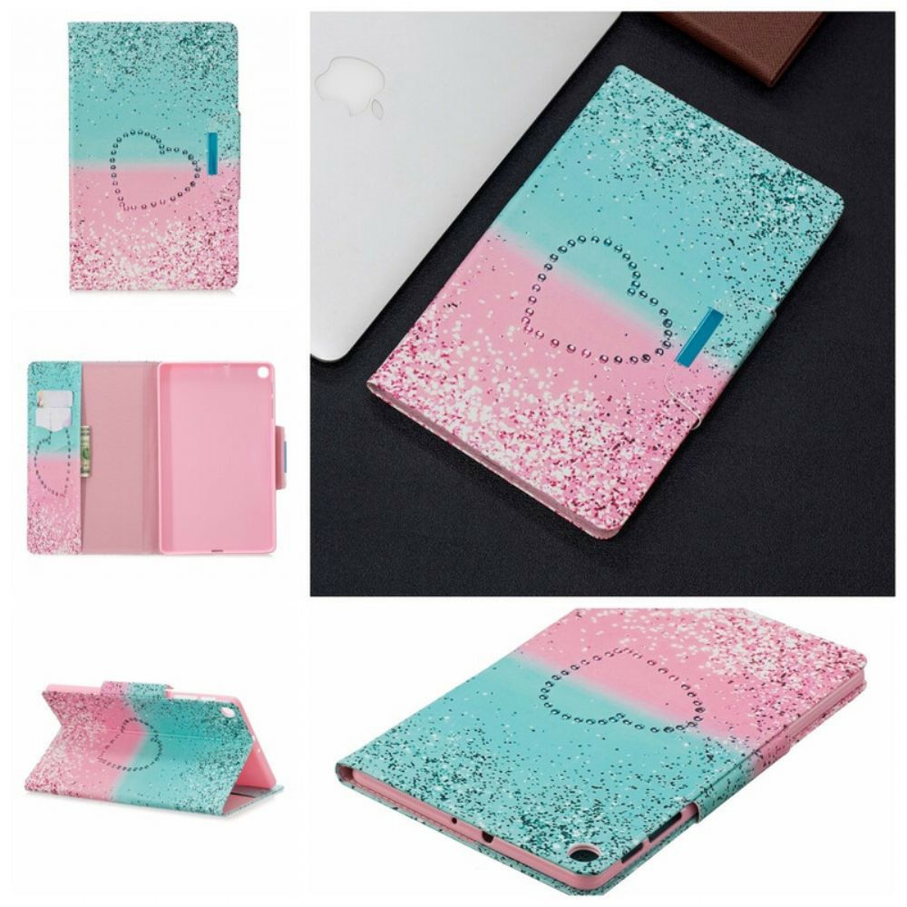 Leren Hoesje voor Samsung Galaxy Tab A 10.1 (2019) Hart Pailletten Gesp Ontwerp