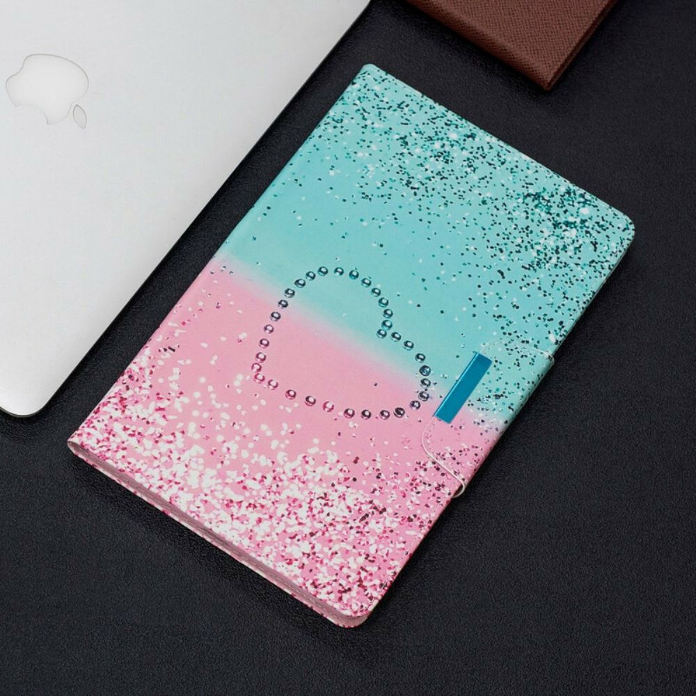 Leren Hoesje voor Samsung Galaxy Tab A 10.1 (2019) Hart Pailletten Gesp Ontwerp