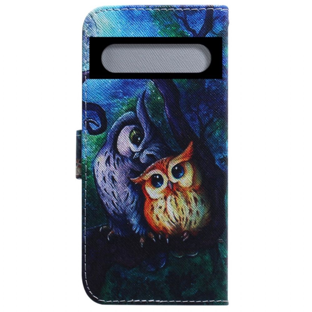 Flip Case voor Google Pixel 7 Uil Schilderij