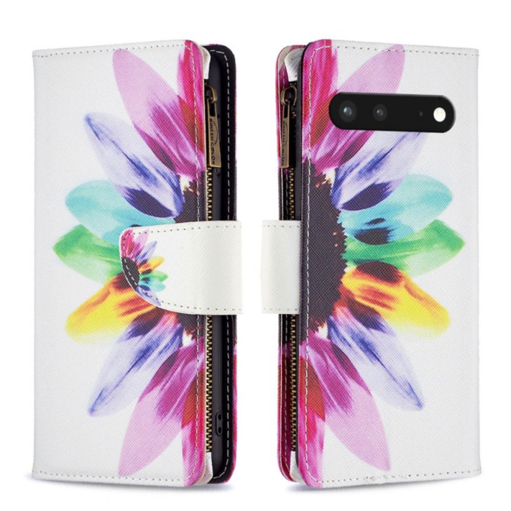 Leren Hoesje voor Google Pixel 7 Portemonnee Leren Bloemen Portemonnee