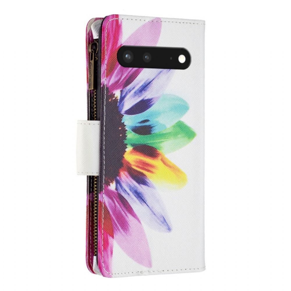 Leren Hoesje voor Google Pixel 7 Portemonnee Leren Bloemen Portemonnee