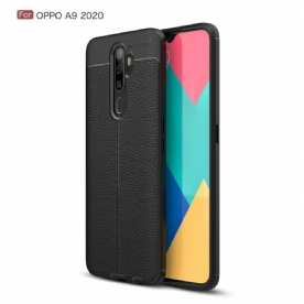 Hoesje voor Oppo A9 2020 / A5 2020 Dubbele Lijn Litchi Leder Effect