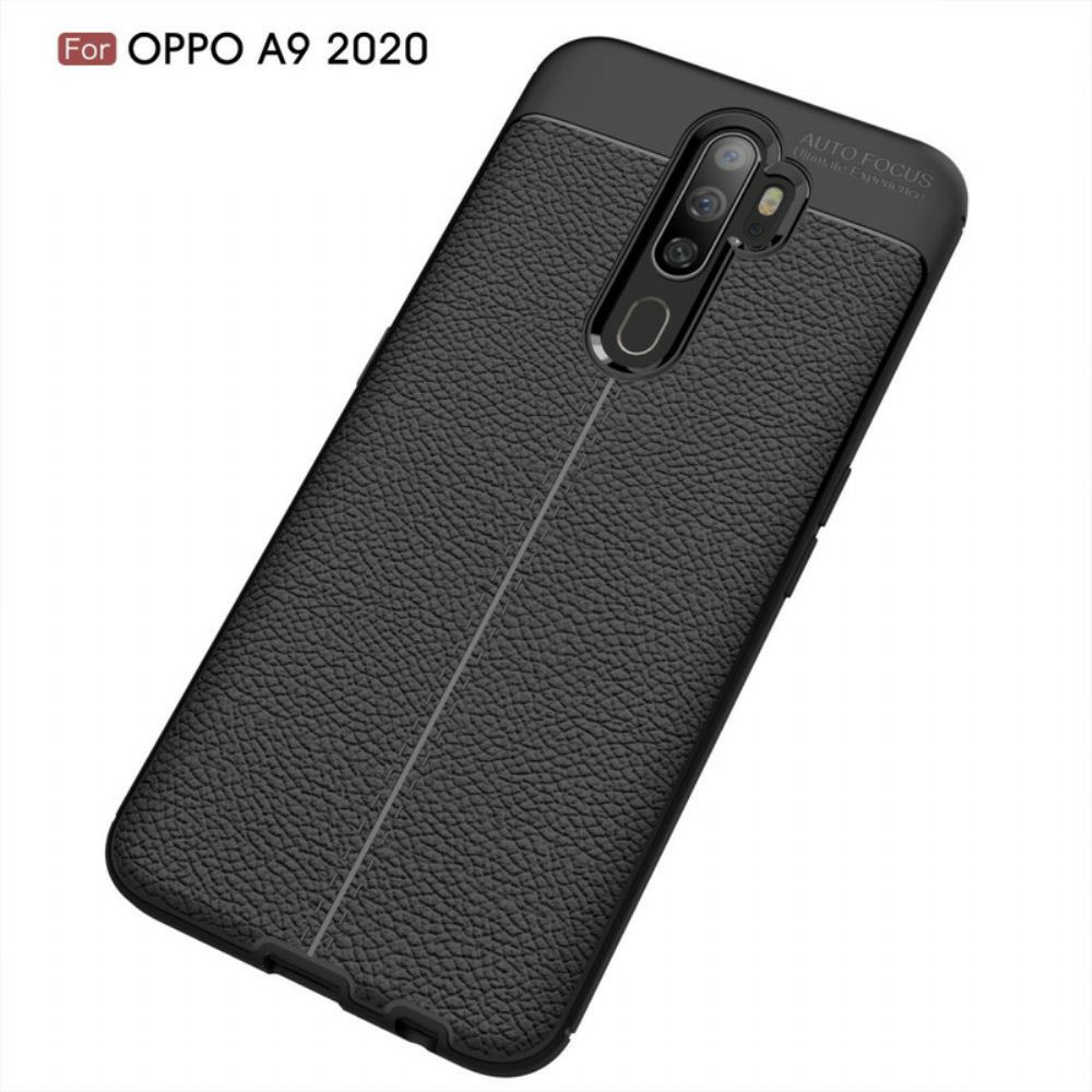 Hoesje voor Oppo A9 2020 / A5 2020 Dubbele Lijn Litchi Leder Effect