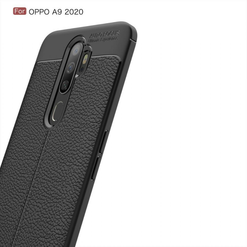 Hoesje voor Oppo A9 2020 / A5 2020 Dubbele Lijn Litchi Leder Effect