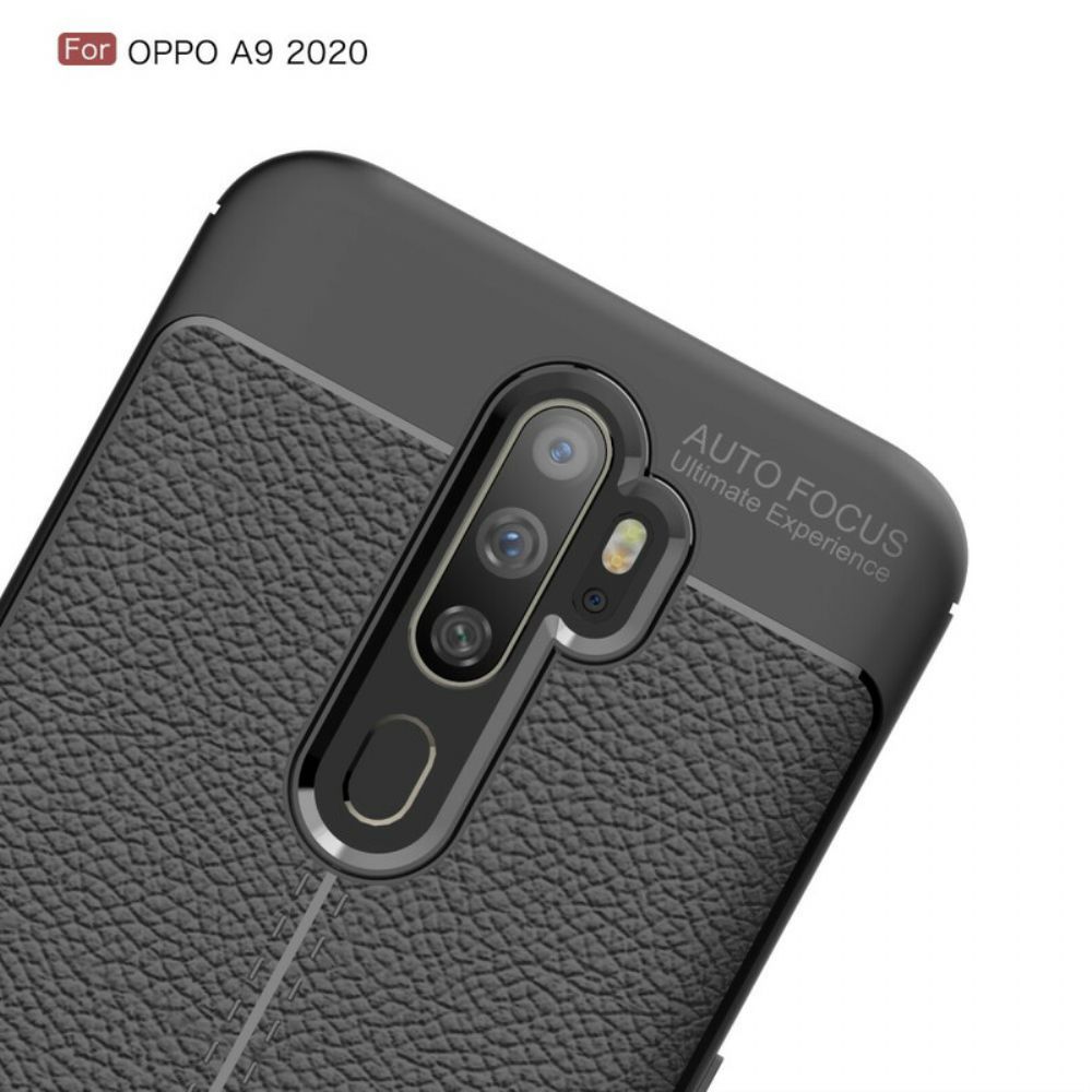 Hoesje voor Oppo A9 2020 / A5 2020 Dubbele Lijn Litchi Leder Effect