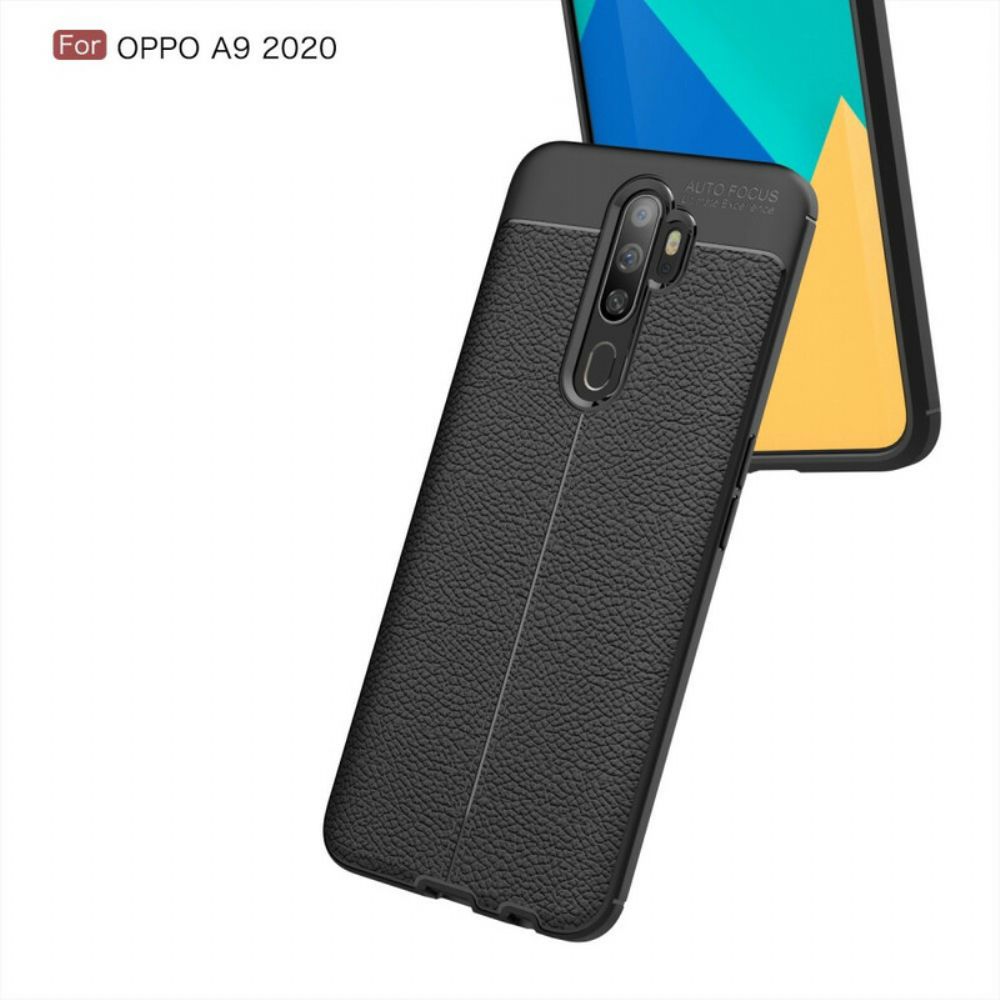 Hoesje voor Oppo A9 2020 / A5 2020 Dubbele Lijn Litchi Leder Effect