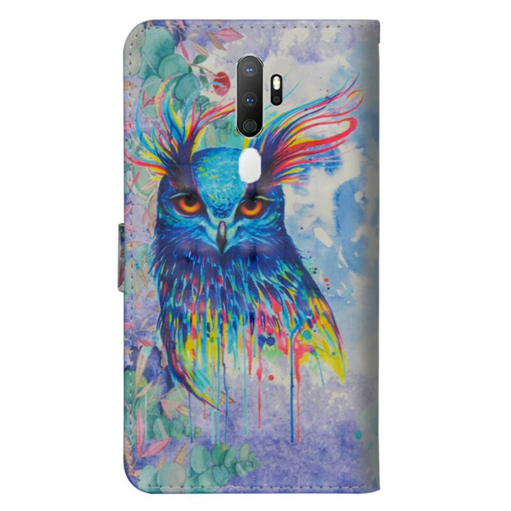 Leren Hoesje voor Oppo A9 2020 / A5 2020 Aquarel Vogel