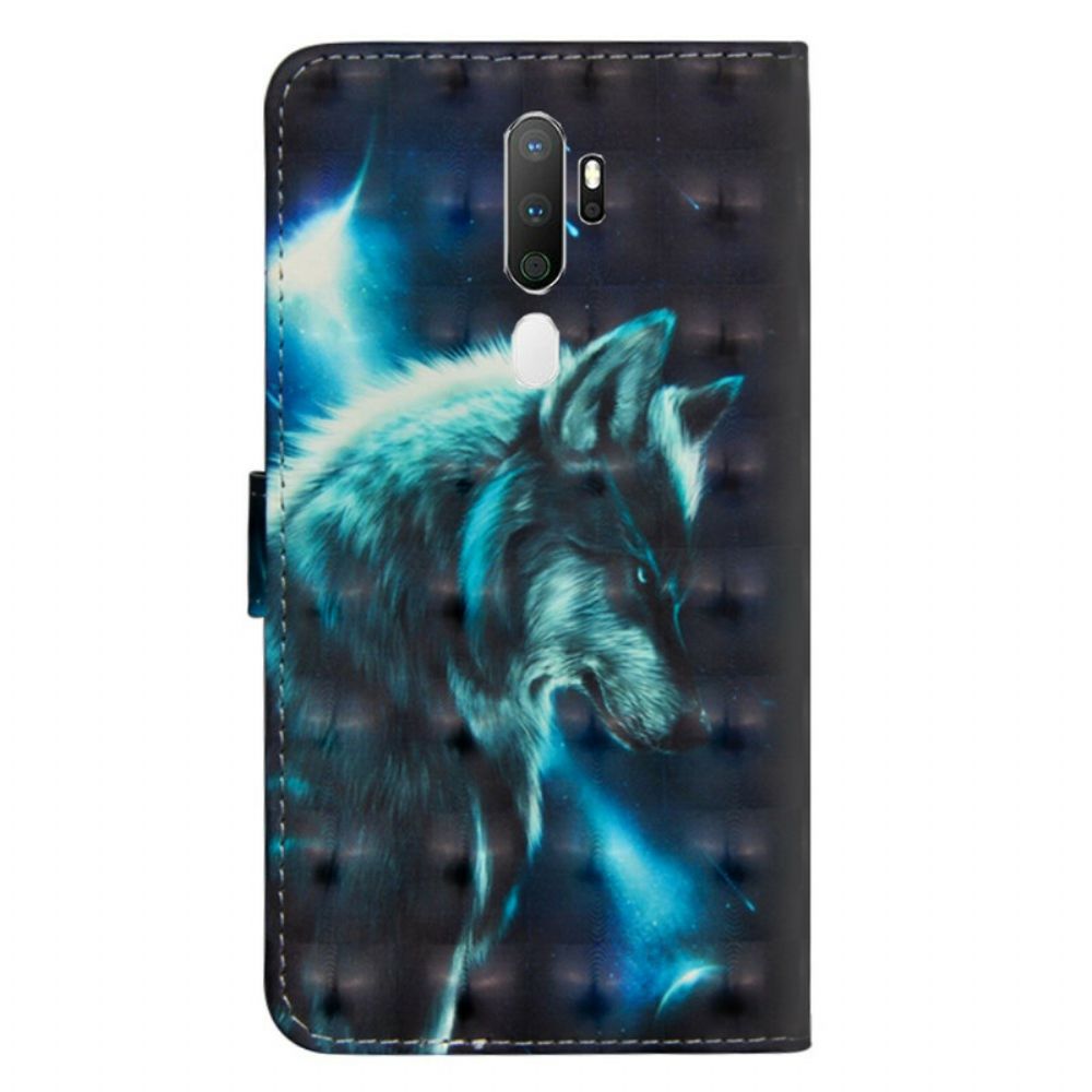 Leren Hoesje voor Oppo A9 2020 / A5 2020 Majestueuze Wolf