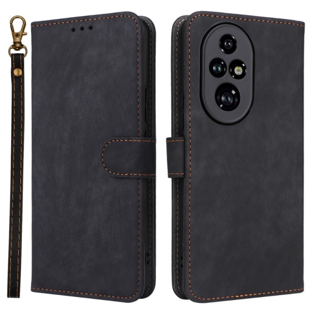 Folio-hoesje Honor 200 Pro Telefoonhoesje Rfid-bescherming Met Suède-effect