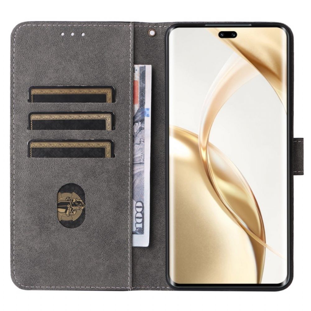 Folio-hoesje Honor 200 Pro Telefoonhoesje Rfid-bescherming Met Suède-effect