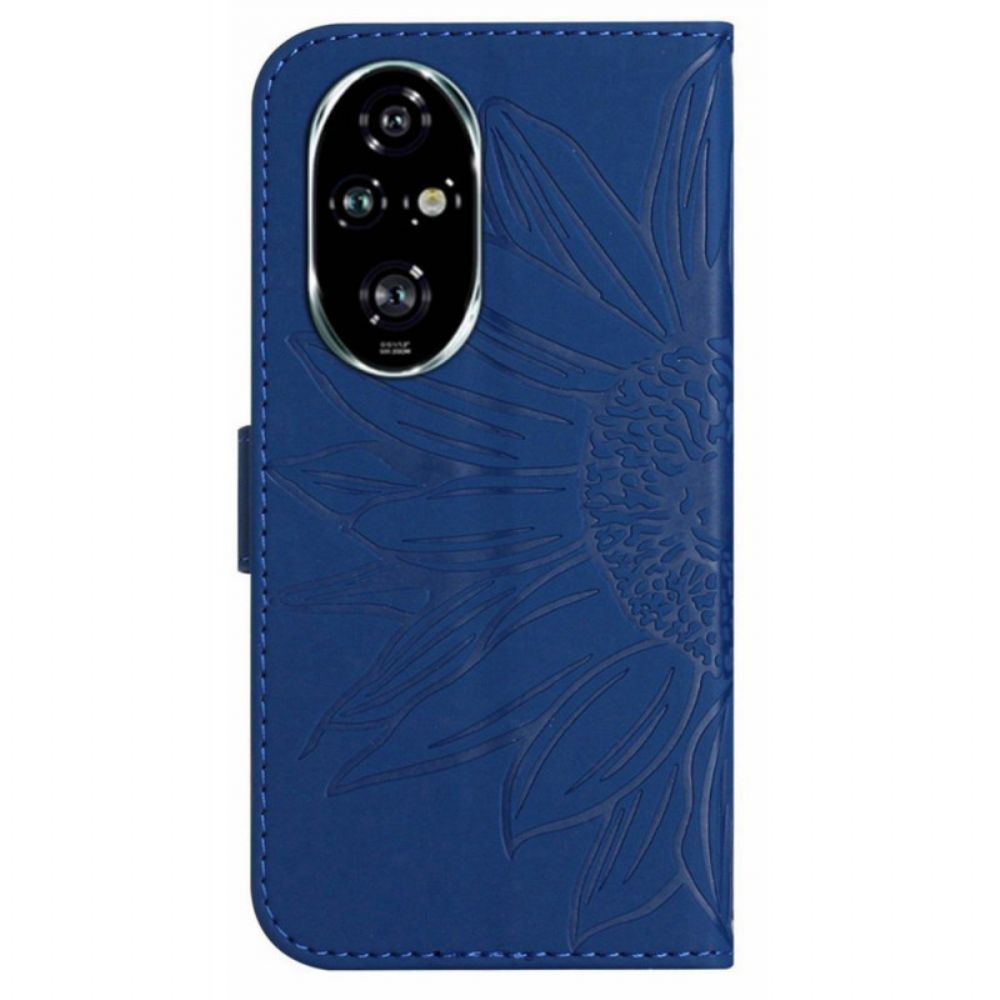 Folio-hoesje Honor 200 Pro Telefoonhoesje Zonnebloemprint Met Riempje