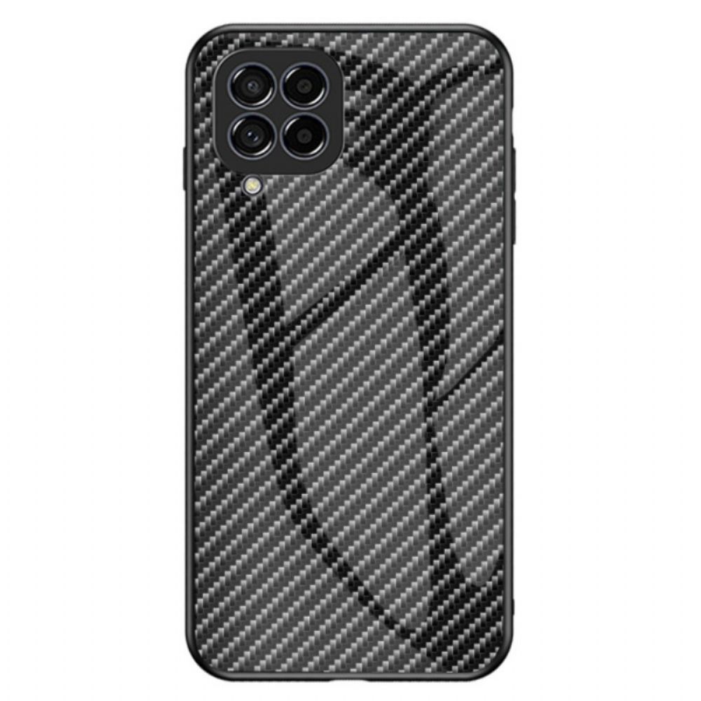 Hoesje voor Samsung Galaxy M33 5G Koolstofvezel Gehard Glas