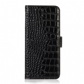 Leren Hoesje voor Samsung Galaxy M33 5G Rfid Krokodil Stijl