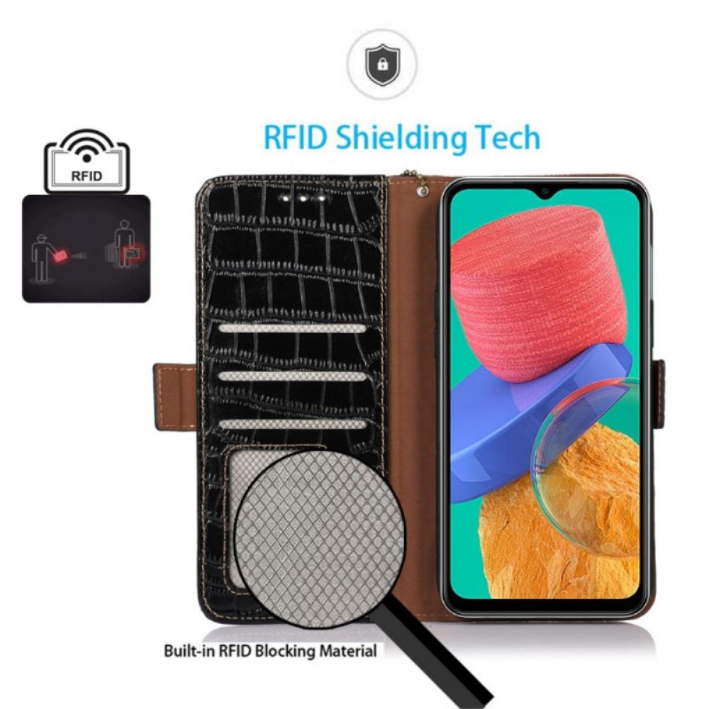 Leren Hoesje voor Samsung Galaxy M33 5G Rfid Krokodil Stijl