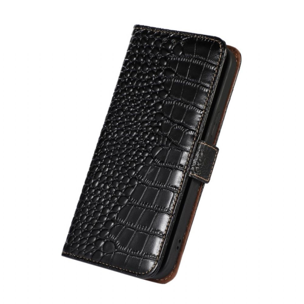 Leren Hoesje voor Samsung Galaxy M33 5G Rfid Krokodil Stijl