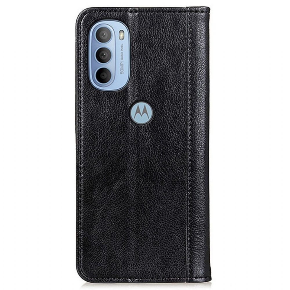 Bescherming Hoesje voor Moto G31 / Moto G41 Folio-hoesje Elegance Split Litchi Leer