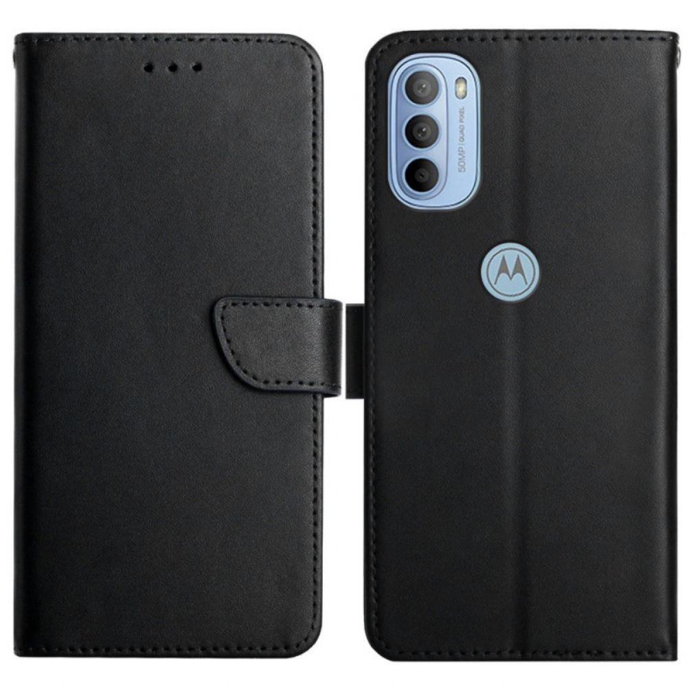 Flip Case voor Moto G31 / Moto G41 Echt Nappaleer