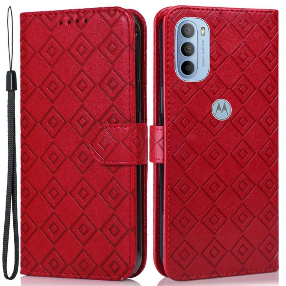 Flip Case voor Moto G31 / Moto G41 Kunstleer Patroon Ruiten