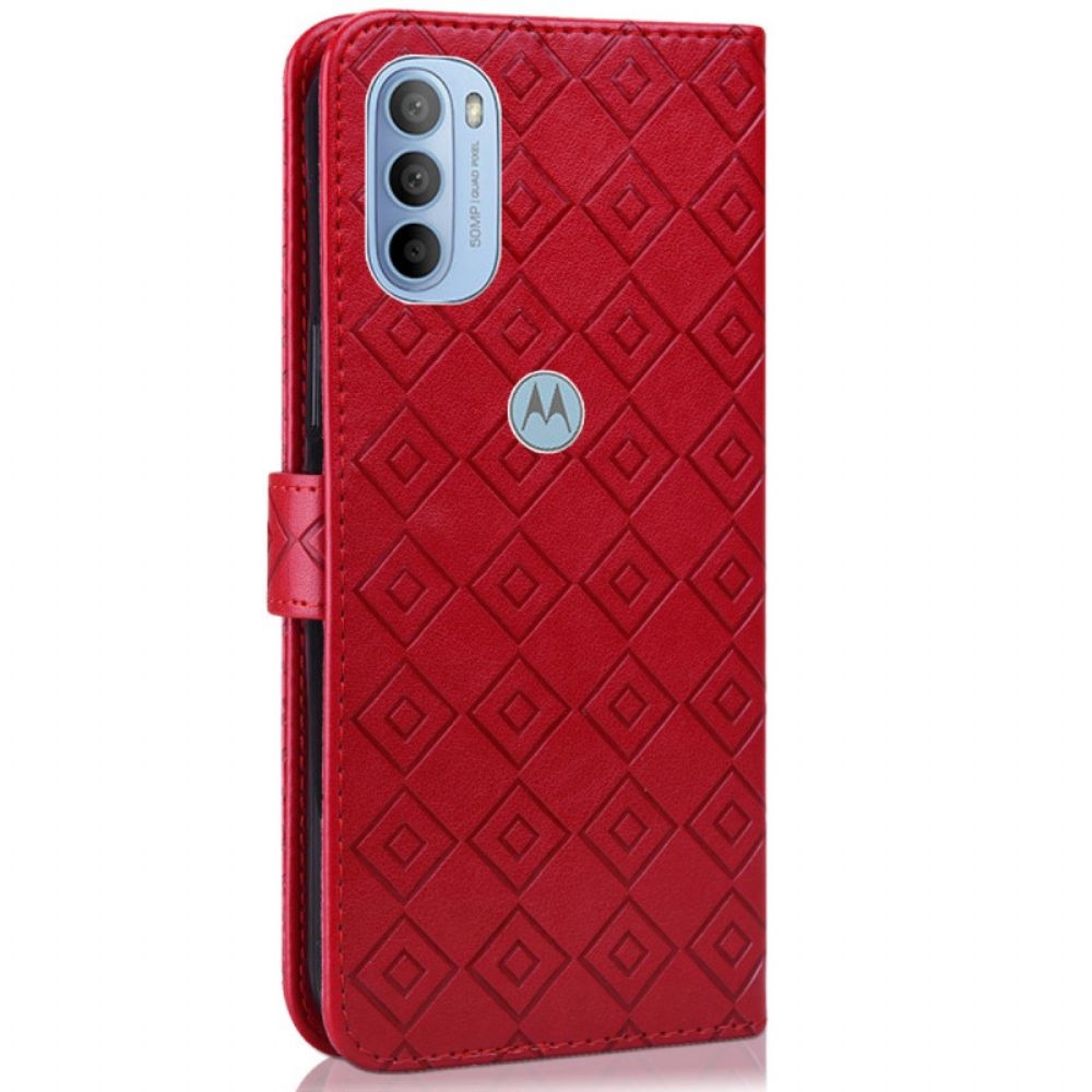 Flip Case voor Moto G31 / Moto G41 Kunstleer Patroon Ruiten