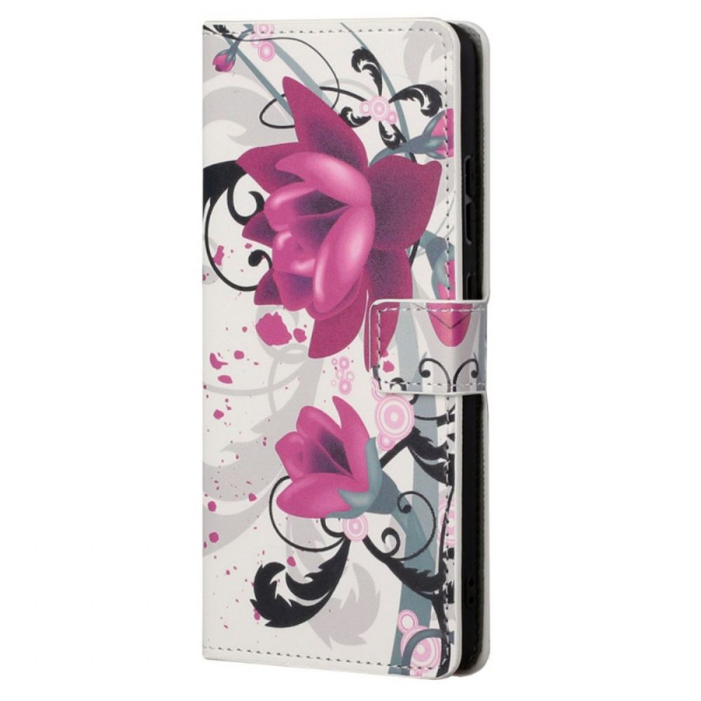 Flip Case voor Moto G31 / Moto G41 Tropische Bloemen