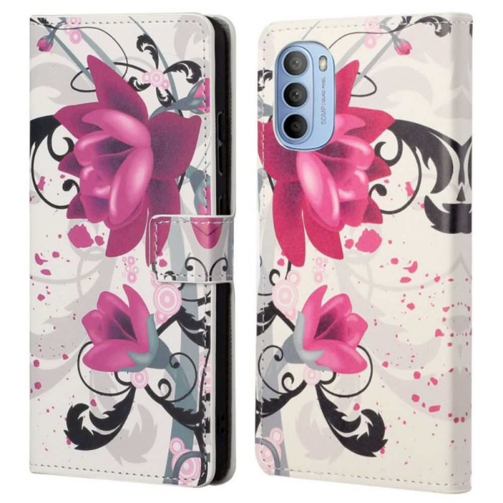 Flip Case voor Moto G31 / Moto G41 Tropische Bloemen