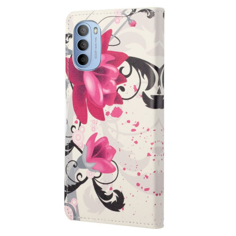 Flip Case voor Moto G31 / Moto G41 Tropische Bloemen