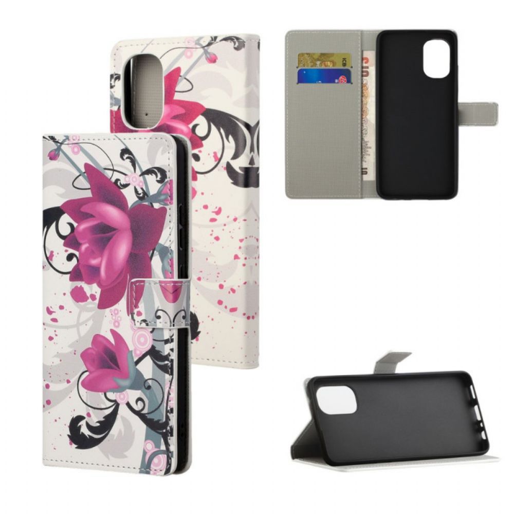 Flip Case voor Moto G31 / Moto G41 Tropische Bloemen