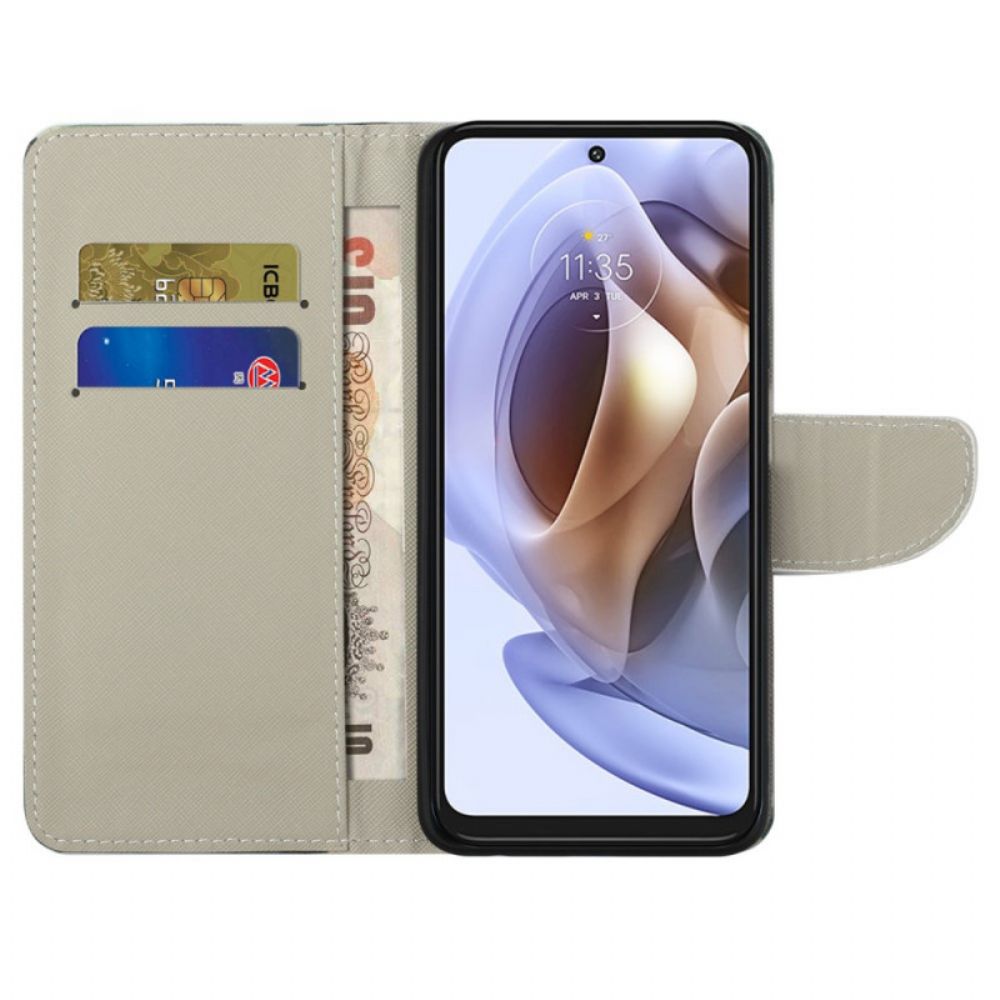 Folio-hoesje voor Moto G31 / Moto G41 Blijf Kalm En Schitter