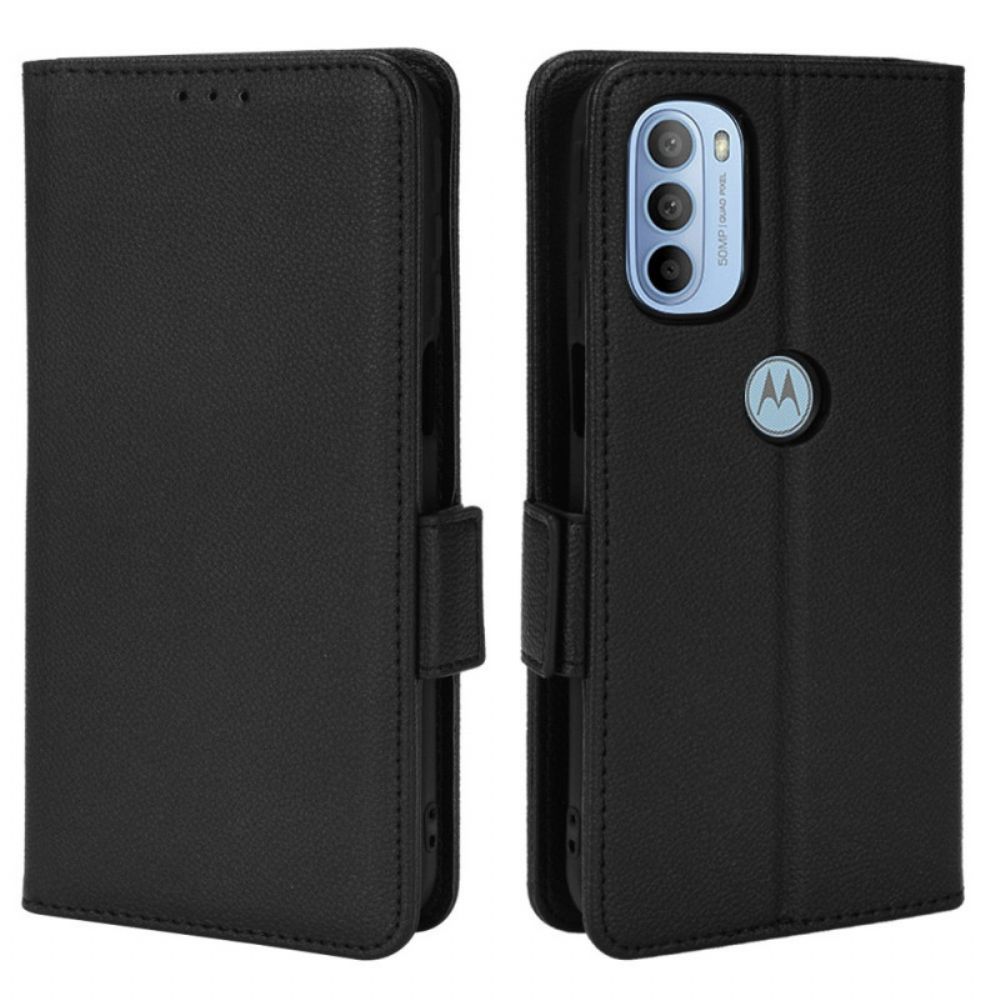 Folio-hoesje voor Moto G31 / Moto G41 Flip Case Litchi Met Dubbele Klep Nieuwe Kleuren