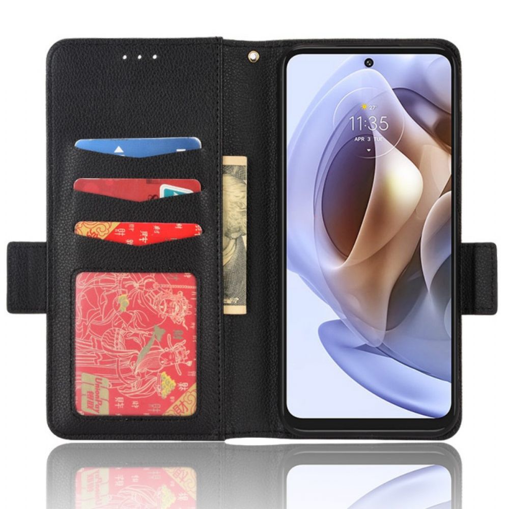 Folio-hoesje voor Moto G31 / Moto G41 Flip Case Litchi Met Dubbele Klep Nieuwe Kleuren