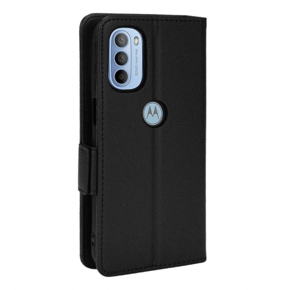 Folio-hoesje voor Moto G31 / Moto G41 Flip Case Litchi Met Dubbele Klep Nieuwe Kleuren