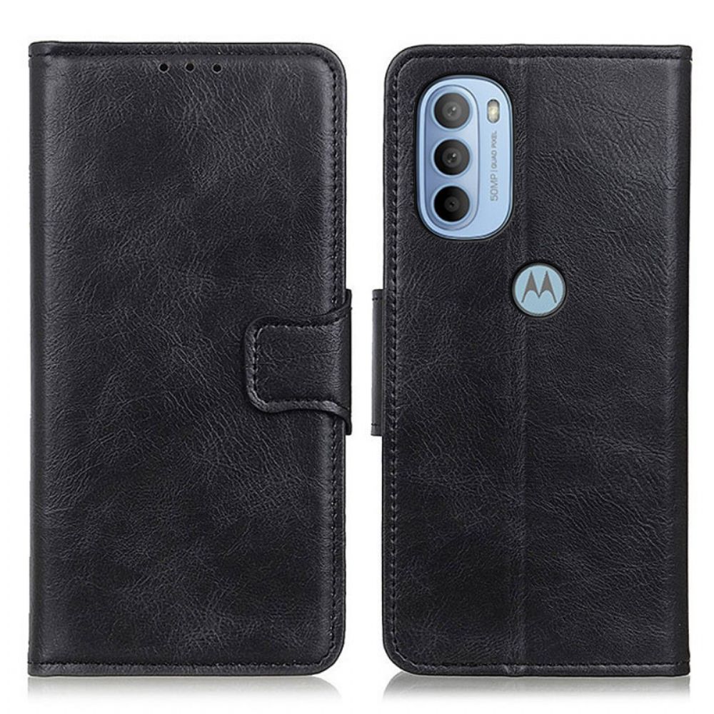 Folio-hoesje voor Moto G31 / Moto G41 Omkeerbare Sluiting Met Leereffect