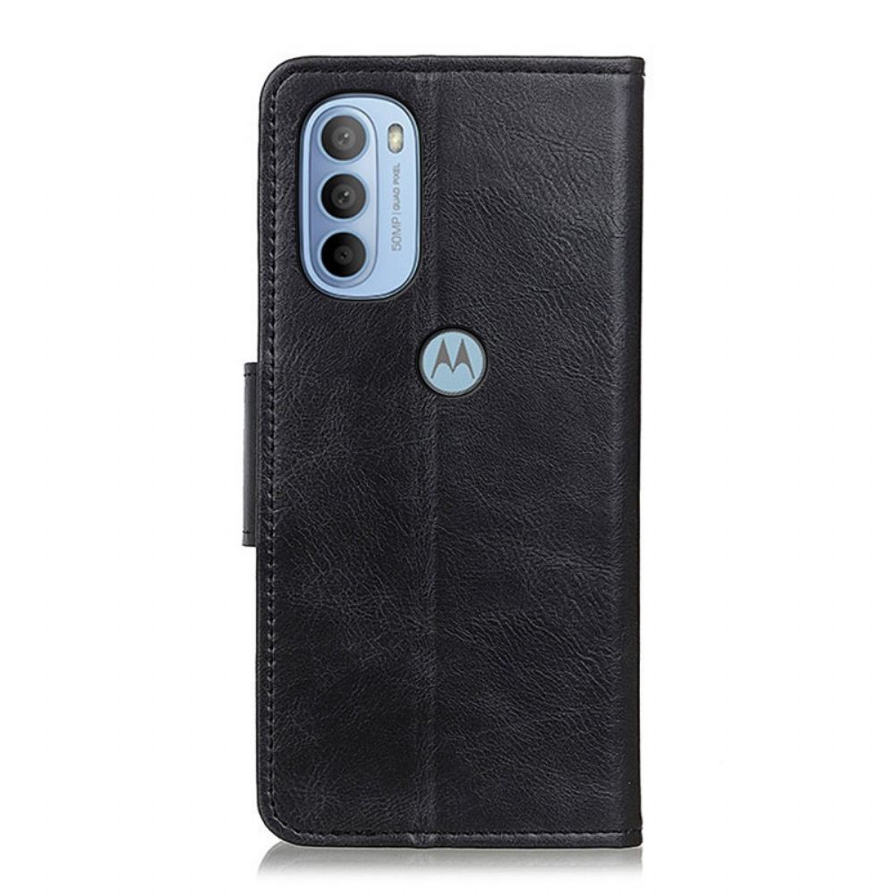 Folio-hoesje voor Moto G31 / Moto G41 Omkeerbare Sluiting Met Leereffect