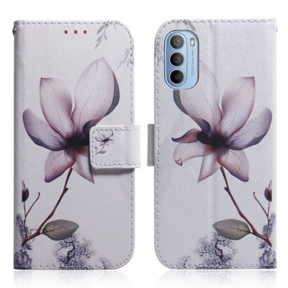 Folio-hoesje voor Moto G31 / Moto G41 Oude Roze Bloem